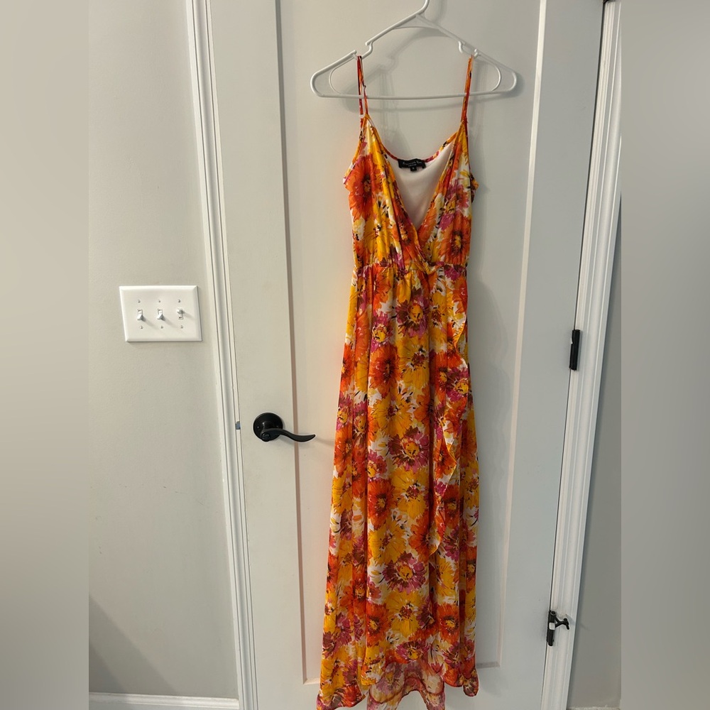 Floral Maxi Dress in Orange and Red